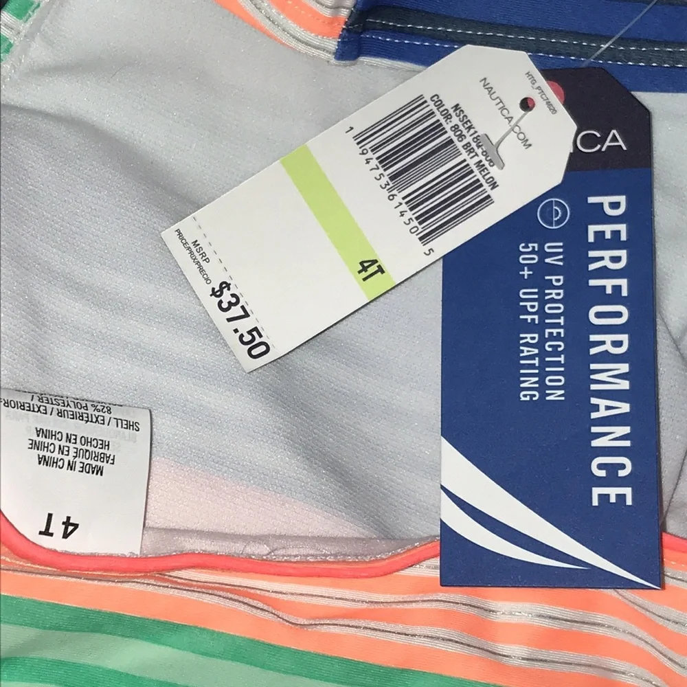 Nautica Toddler Girl Multi Stripe One-piece Swimsuit NWT